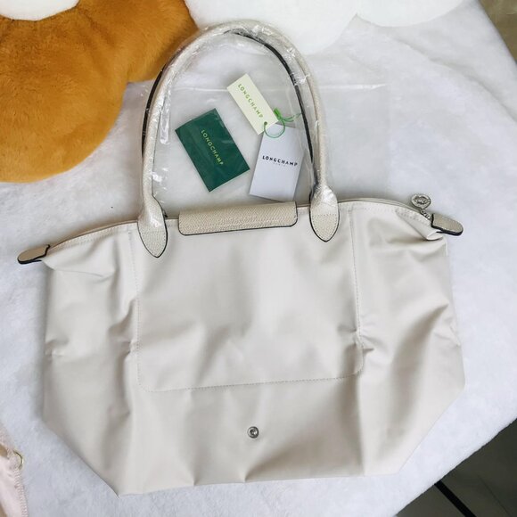 NWT Longchamp Le Pliage Original Large Shoulder Nylon Bag Tote IN OFF WHITE - Picture 7 of 14